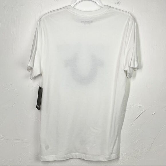 True Religion White Blue TR Repeat Tee T-Shirt Small NWT - Picture 5 of 6